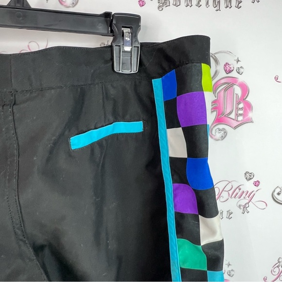 Roxy shorts swim shorts trunks y2k Black Shorts with Vibrant Checkered Pattern - Picture 7 of 11